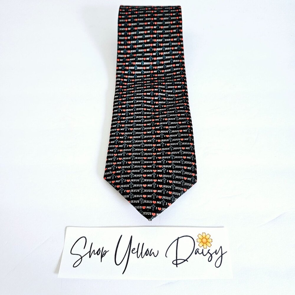 Jonathan Rogers Hand Made Silk Tie With "Jesus Loves‎ Me" Print~T172.3